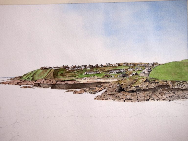 Collieston Village - a painting in the making