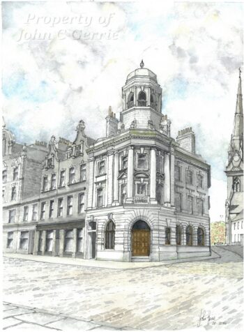 Dunnottar Castle Kinneff (Original) Image of the watercolur painting of the Royal Insurance Building in Aberdeen