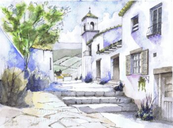 Village Buildings at Kirkcudbright Painting of a Village in Tuscany