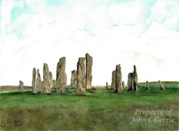 The Black Cuillin An image of my painting of the Callanish Standing Stones