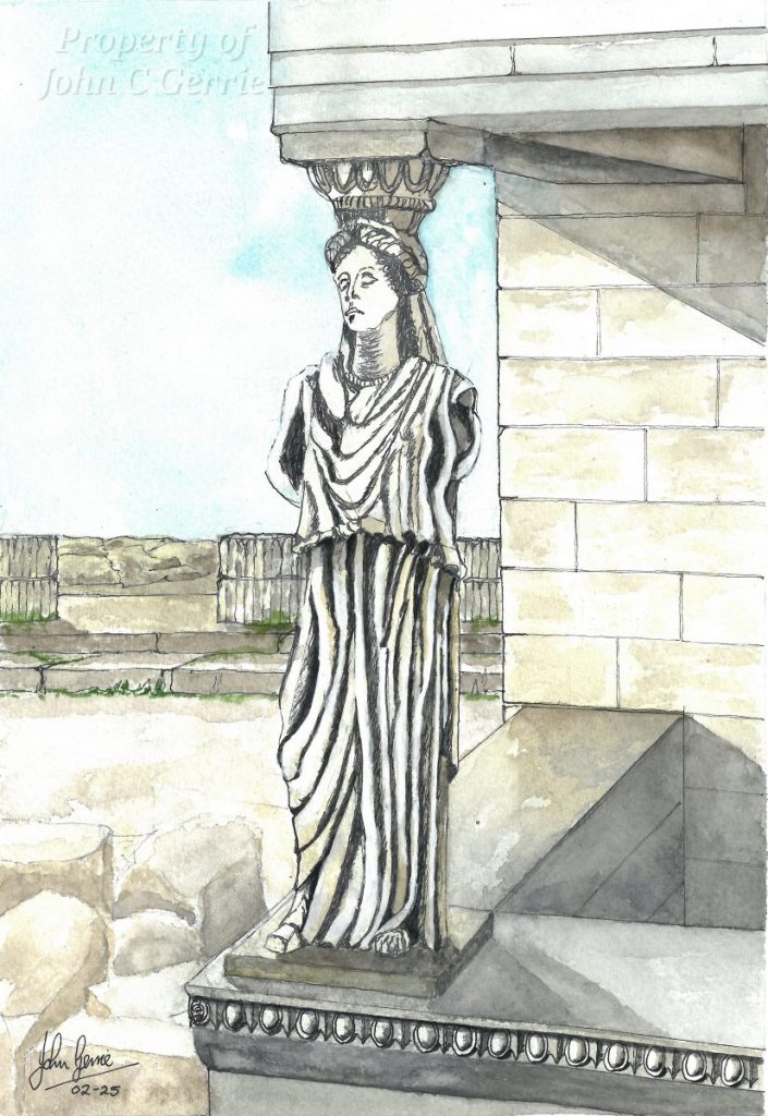Gallery V3 My painting of an anicient Greek architectural feature: the Carytid