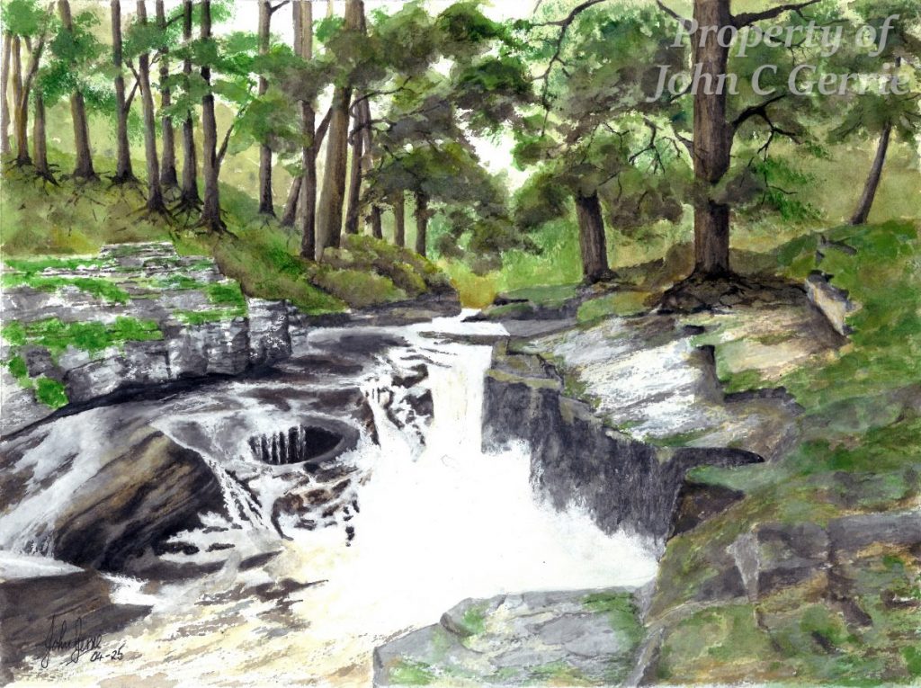 Refreshing The Punch Bowl An image of my watercolour painting of The Punch Bowl on the River Quoich