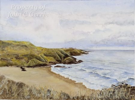 Hackley Bay Aberdeenshire: Background Hackly Bay image of my watercolour