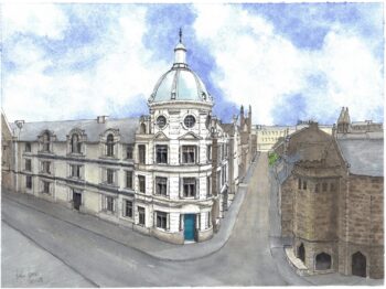 Painting of the Academy, Schoolhill, Aberdeen